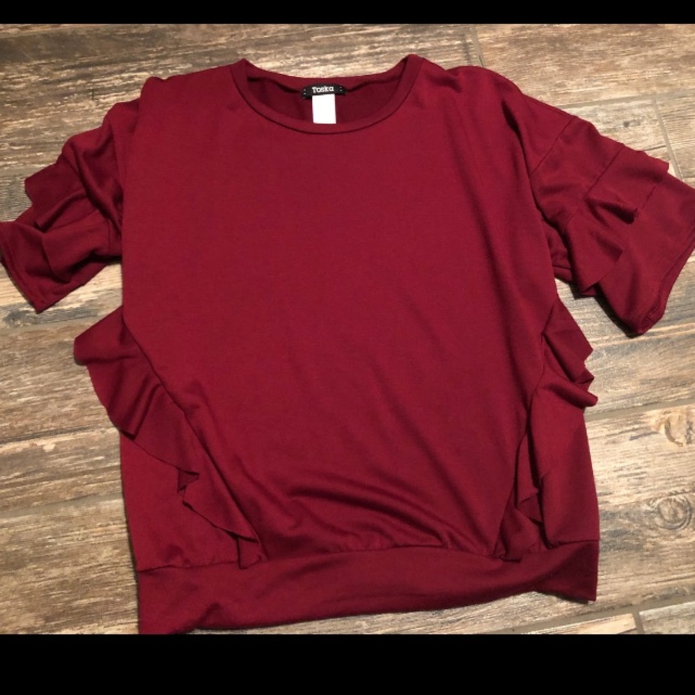 Maroon ruffle top